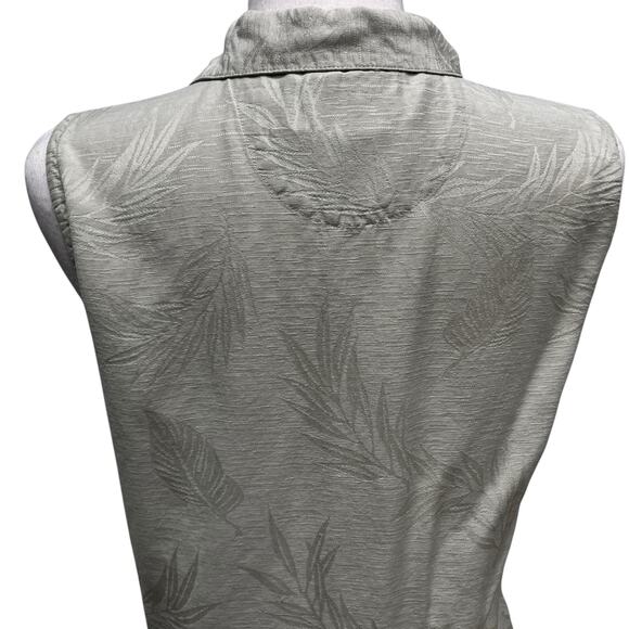 VTG Big Dogs Resortwear 100% Silk Top Sz M Pale Green Button Up Tropical Coastal - Picture 8 of 13